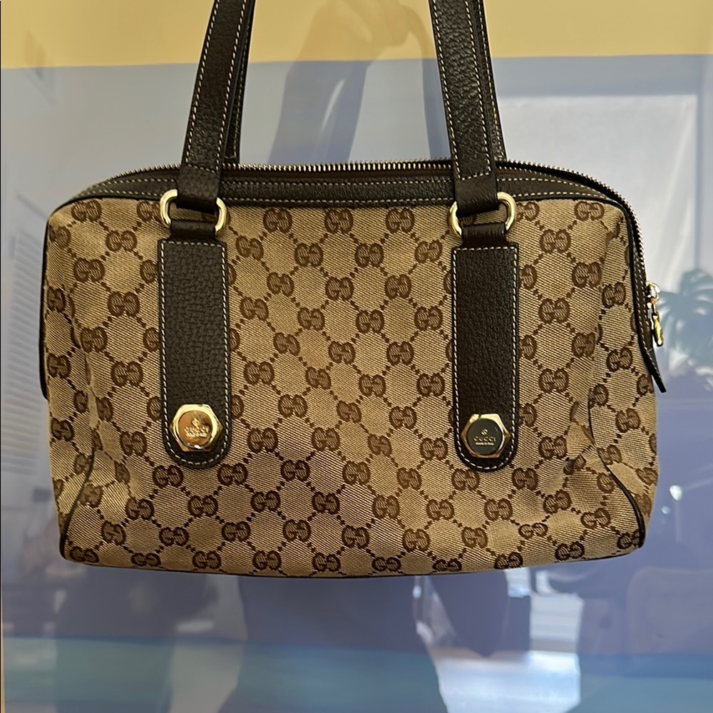 Gucci Brown and Black Shoulder Bag with Iconic Design